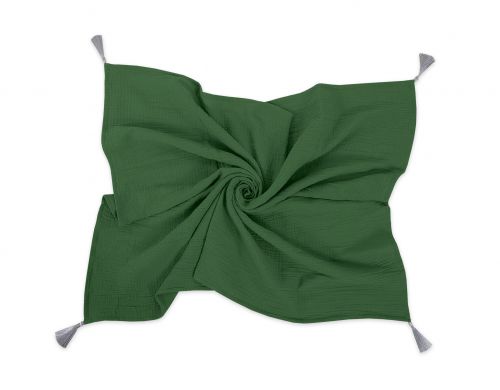Musselin-Decke für Kinder mit Quasten - Grün des Waldes