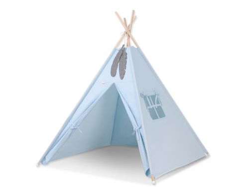 Teepee Kinderspiel-Zelt für Kinder + Schmuckfedern - blue
