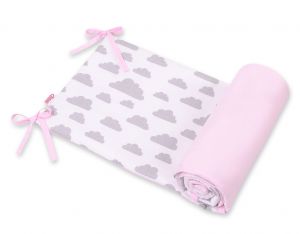 Universal doppelseitig Kopfschutz für Kinderbett - Wolken grau/rosa