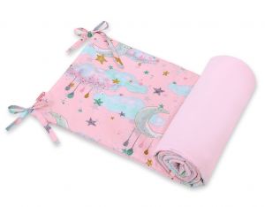 Universal bumper for cot - moons pink