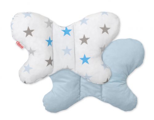 Double-sided anti shock cushion BUTTERFLY -  gray -blue stars