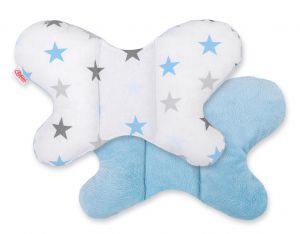 Double-sided anti shock cushion BUTTERFLY -  grey-blue stars/blue