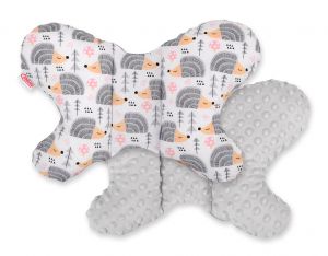 Double-sided anti shock cushion BUTTERFLY -  hedgehogs gray/gray