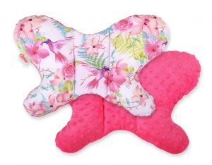 Double-sided anti shock cushion "BUTTERFLY" - hummingbirds in flowers/rosa