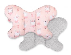 Double-sided anti shock cushion "BUTTERFLY" -  ballerinas pink/gray