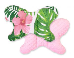 Double-sided anti shock cushion BUTTERFLY- tropical flowers/pink