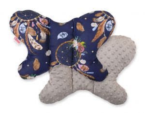 Double-sided anti shock cushion "BUTTERFLY" - dream catchers dark blue/gray brown