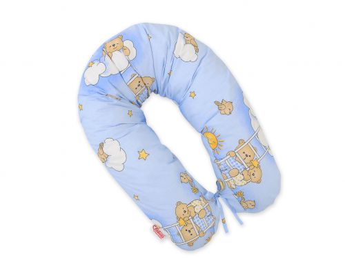 Poduszka ciążowa Longer dla kobiet w ciąży do spania - Misie na drabinkach niebieskie