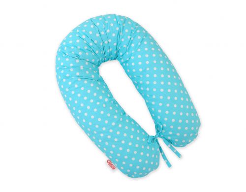 Multifunctional pregnancy pillow Longer - White polka dots on turquoise