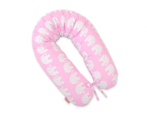 Poduszka ciążowa Longer dla kobiet w ciąży do spania -  Słonie różowe