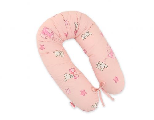 Poduszka ciążowa Longer dla kobiet w ciąży do spania - Miś z balonikiem różowy