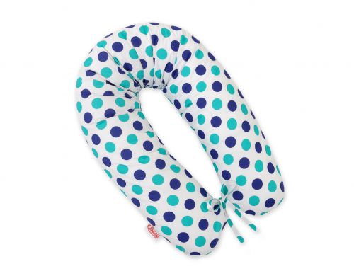 Multifunctional pregnancy pillow Longer - Mint-navy blue dots