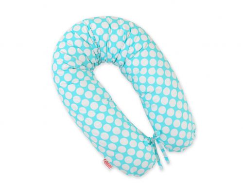 Multifunctional pregnancy pillow Longer - turquoise with white dots