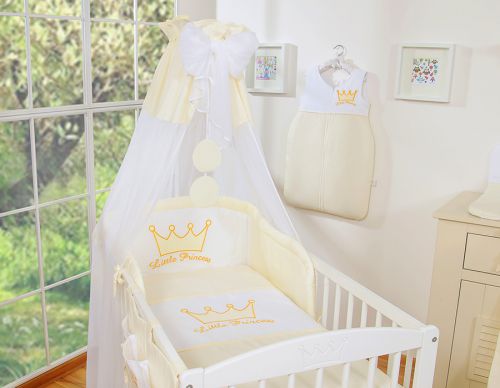 Bedding set 5-pcs with canopy- Little Prince/Princess cream