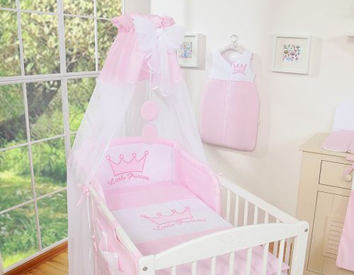 Bedding set 5-pcs with canopy- Little Prince/Princess pink