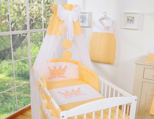 Bedding set 5-pcs with canopy- Little Prince/Princess peach