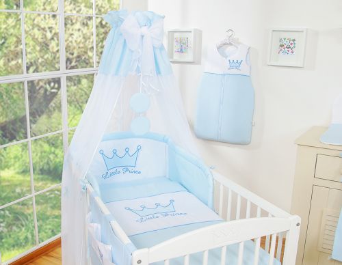 Bedding set 5-pcs with canopy- Little Prince/Princess blue