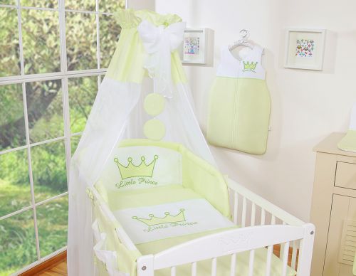 Bedding set 5-pcs with canopy- Little Prince/Princess green
