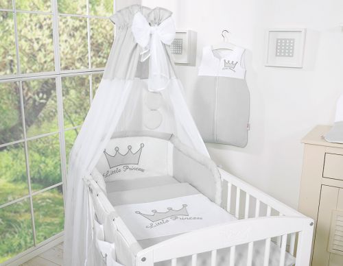 Bedding set 5-pcs with canopy- Little Prince/Princess gray