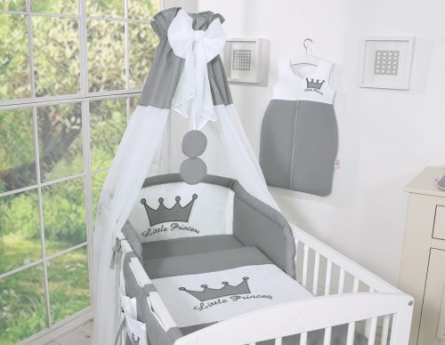 Bedding set 5-pcs with canopy- Little Prince/Princess anthracite