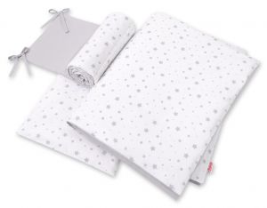 Double-sided bedding set 3-pcs  - mini gray stars/gray