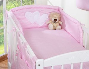 Bedding set 2-pcs- Hanging Hearts white polka dots on pink