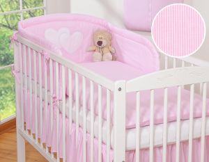 Bedding set 2-pcs- Hanging Hearts pink strips