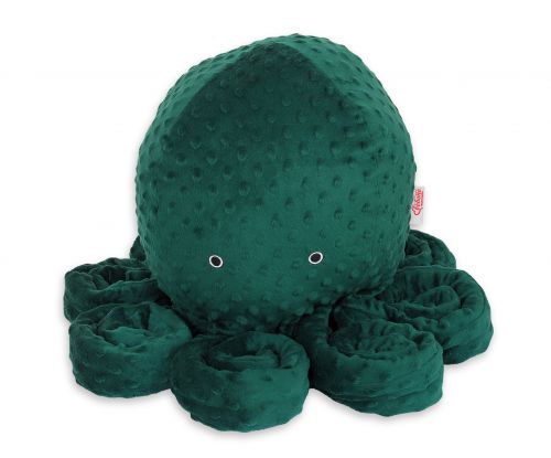 Cuddly octopus big - bottle green - polka dot minky