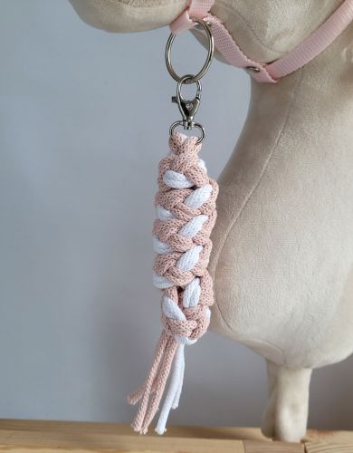 Tether for Hobby Horse made of double-twine cord - white- powder pink