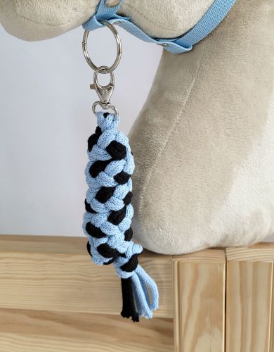 Tether for Hobby Horse made of double-twine cord - black-light blue
