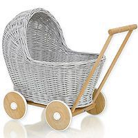 Wicker dolls' prams - pushchairs - colour and natural