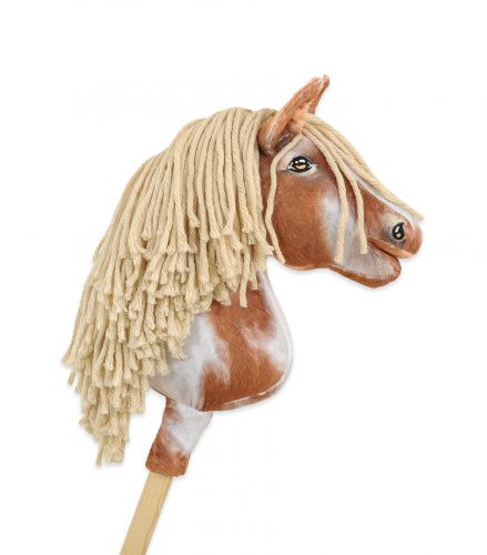 Hobby Horse Steckenpferd Pferd am Stiel Premium - tobiano bay horse with a beige mane A4