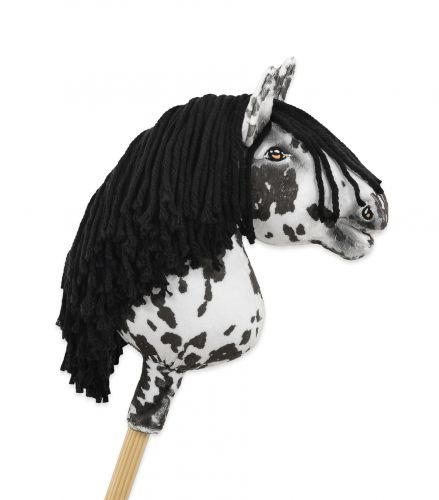 Hobby Horse Steckenpferd Pferd am Stiel Premium - Leopard Pferd mit schwarzen Mähne A4