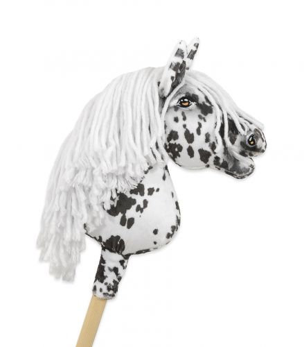 Hobby Horse Steckenpferd Pferd am Stiel Premium - Leopard Pferd mit weißen Mähne A4