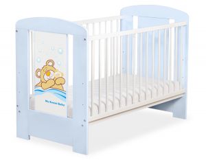 Drewniane łóżeczko dla niemowląt 120x60cm Barnaba niebieskie