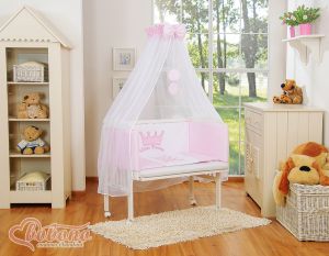 Łóżeczko MINI przystawka FABIO+materac+ Pościel- Little Princess różowa