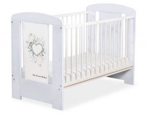 Drewniane łóżeczko dla niemowląt 120x60cm Chic szaro-białe