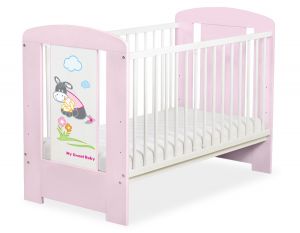 Drewniane łóżeczko dla niemowląt 120x60cm Osiołek Lucek różowe