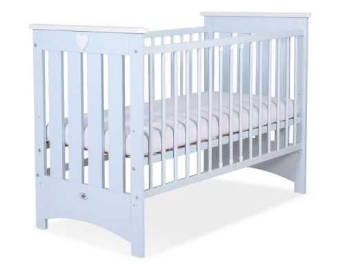 Drewniane łóżeczko dla niemowląt błękitne 120x60cm Lorenzo III