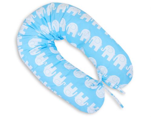 Poduszka ciążowa Longer dla kobiet w ciąży do spania - Słonie niebieskie