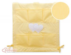 Cot tidy- Hanging Hearts yellow strips