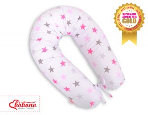 Poduszka ciążowa Longer- Gwiazdy szaro-różowe