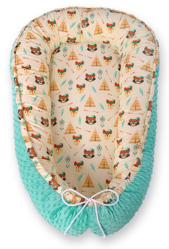 Premium doppelseitig Babynestchen Coccoon BOBONO Minky- teepee