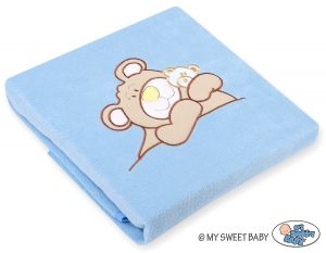 Kocyk polarowy dla niemowląt - Miś Barnaba niebieski