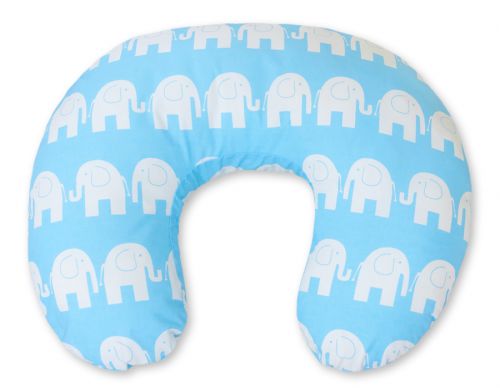 Poduszka rogal do karmienia fasolka rozbieralna - Słonie niebieskie