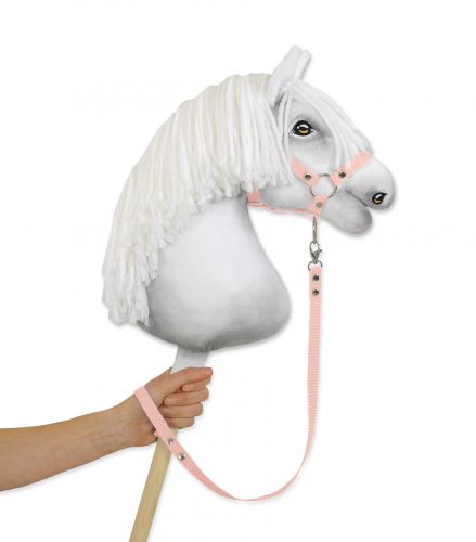 Tether for hobby horse made of webbing tape - powder pink