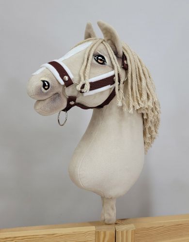 Die Verstellbare Halfter für Hobby Horse A3 - brown mit weißem Pelz