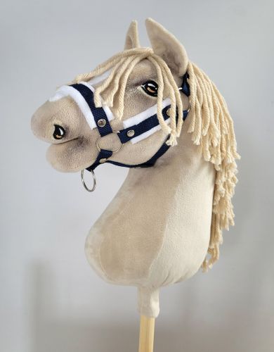 The adjustable halter for Hobby Horse A3 - navy blue with white furry