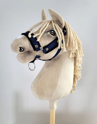 The adjustable halter for Hobby Horse A3 - navy blue with black furry