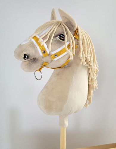 Kantar regulowany dla konia Hobby Horse A3 musztardowy białym futerkiem